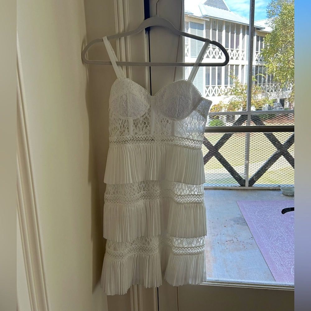 White Pleated Lace Corset Small Mini For Love and Lemons Look-Alike